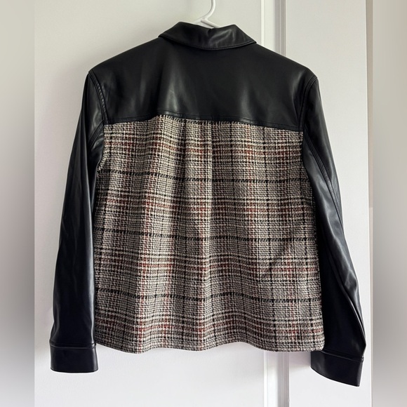 Liverpool Los Angeles Women's Faux-Leather Mixed-Media Shacket - Picture 6 of 10